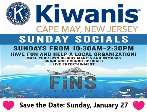Sunday Socials - Fins Bar & Grille - Kiwanis Cape May NJ