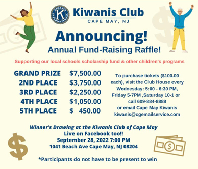 50/50 Raffle Kiwanis Cape May 2022