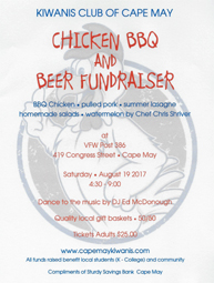 Cape May Kiwanis Chicken BBQ and Beer Fundraiser
